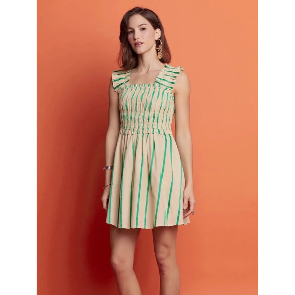 English Factory Stripe Smocked Mini Dress